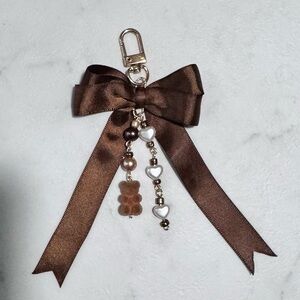 Brown Bow Keychain Accessory